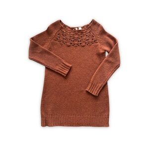 MOTH Anthropologie Rust Knit Lace-Yoke Women's Sweater - Size S/P - Wool Blend